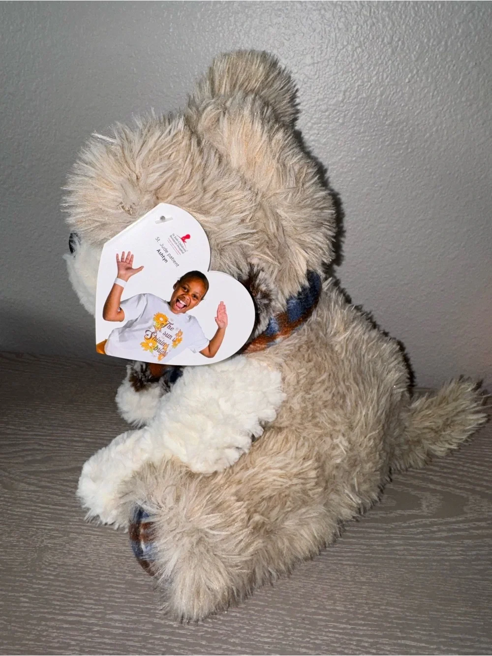 BENTLEY Plush Dog Toy Blue & Tan Accents Puppy Dog Ear muffs by Gentle Treasures